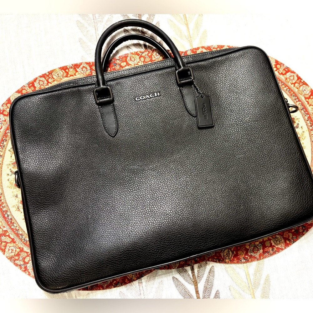Coach Black Pebbled Leather Briefcase